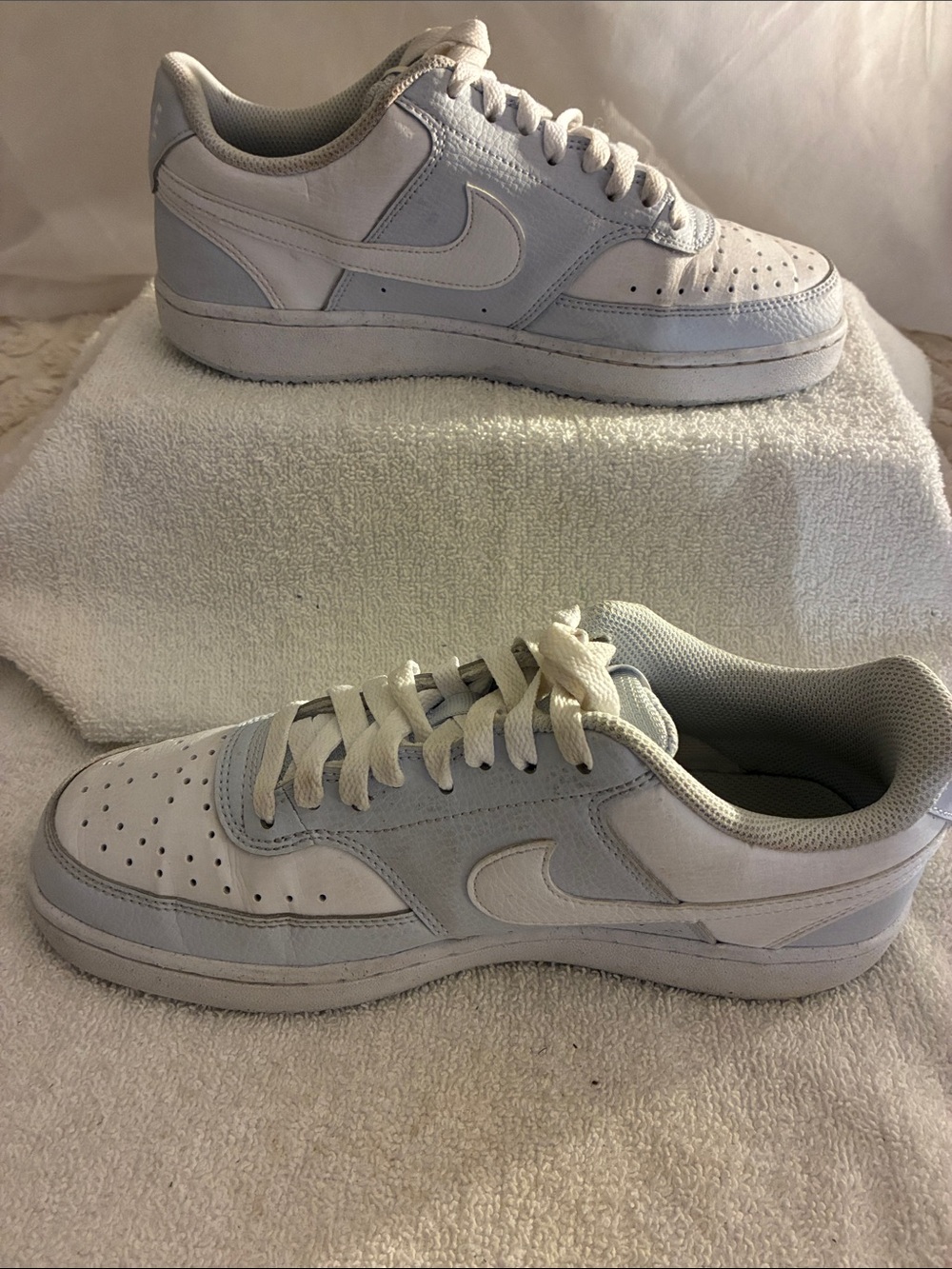 Pre-owned Nike Women’s Court Vision Low-Top Sneakers Grey White/simply baby blue